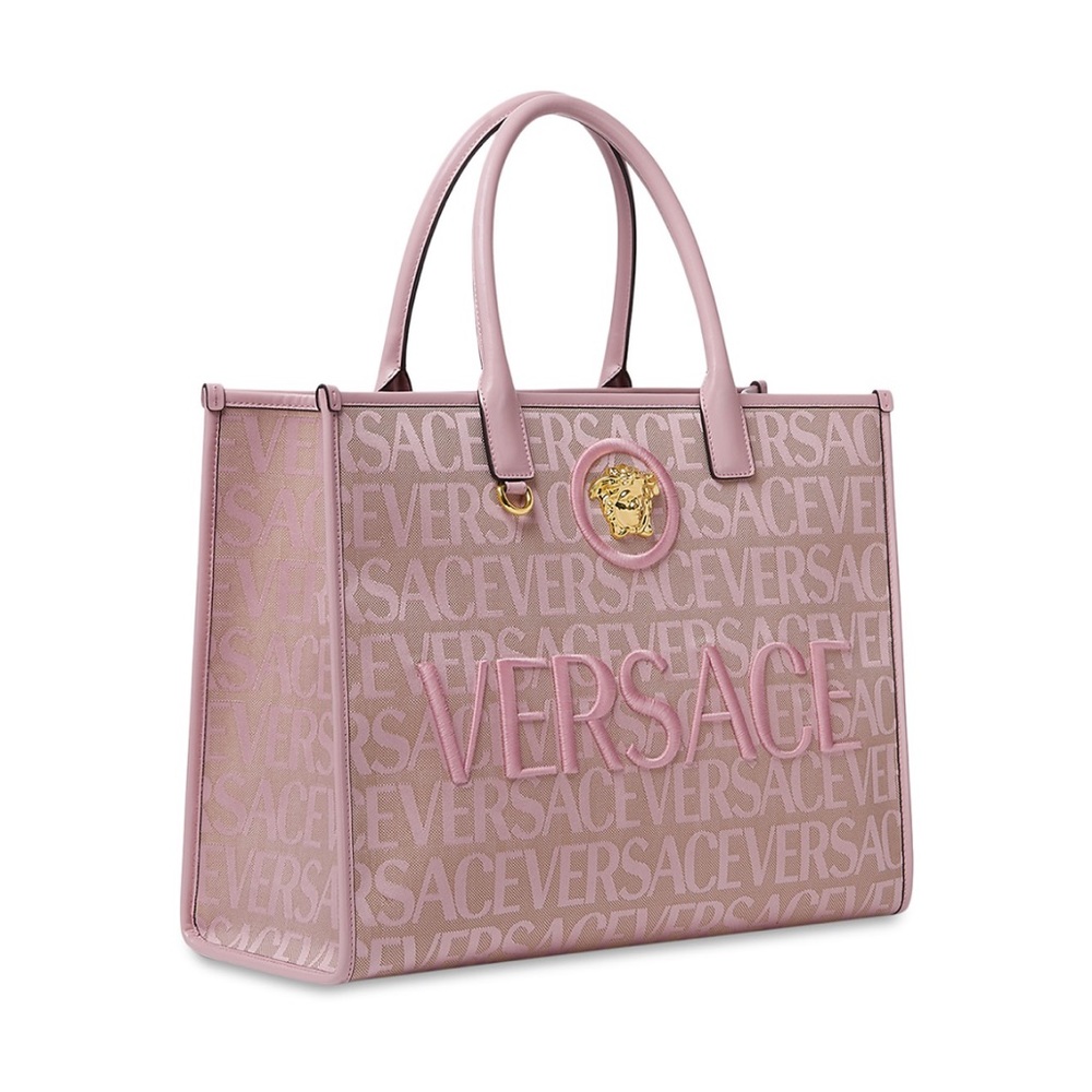 *NWT* VERSACE MEDUSA MONOGRAM CANVAS TOTE BAG IN STUNNING PINK/GOLD